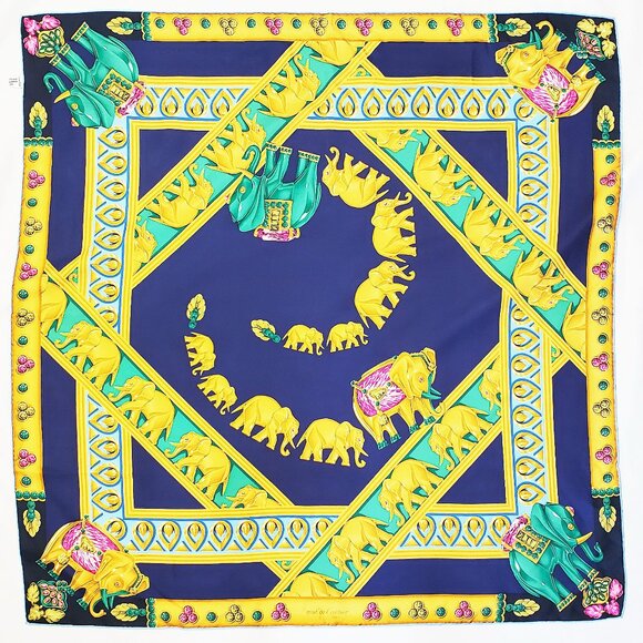 Cartier Accessories - Cartier Multi-Color Multi-Elephants Silk Jacquard "Must de Cartier" Scarf Wrap